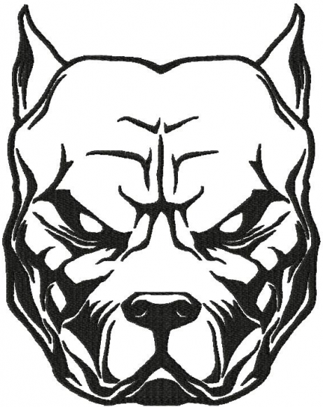 Bold pitbull head embroidery design for custom clothing and machine stitching