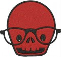 geek red skull embroidery design to download