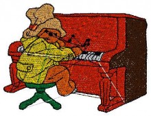 Pianist Bear,free machine embroidery design