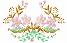 Jacobean Flower Impressions Embroidery Design