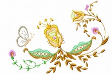 Angle Jacobean Floral Embroidery Design