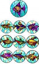 Stain glass fishes Embroidery Design