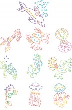 Floral sea life embroidery Designs