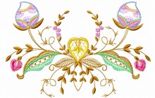 Jacobean Flowers Delight Embroidery Design