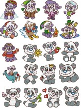 cute panda bear brother embroidery designs