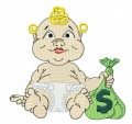 baby with money bag embroidery designs machine file