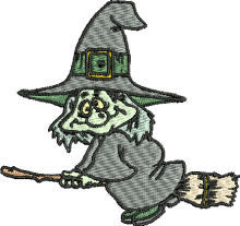 witch on a broom embroiderydesigns