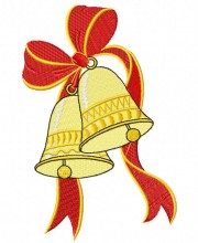 Christmas red bow bell embroidery designs