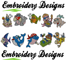 Sea friends Machine embroidery Designs