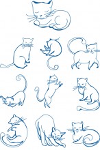 Outline Cats Embroidery Designs