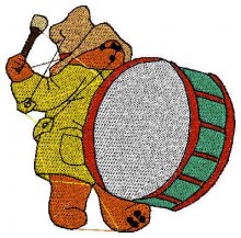 Drum Singing Bear,free machine embroidery design