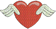 Wings Heart Embroidery Designs