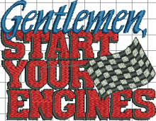 Start Your Engines Embroidery Design