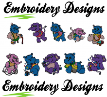 Elephant Party Friends Machine embroidery Designs