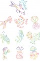 Floral sea life embroidery Designs