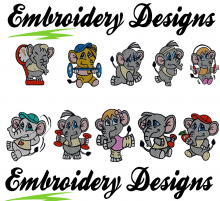 Elephant on diet Machine embroidery Designs